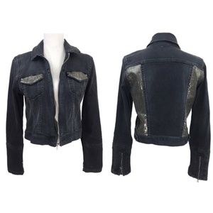 Levi's Sequin Cropped Trucker Denim Jacket M
